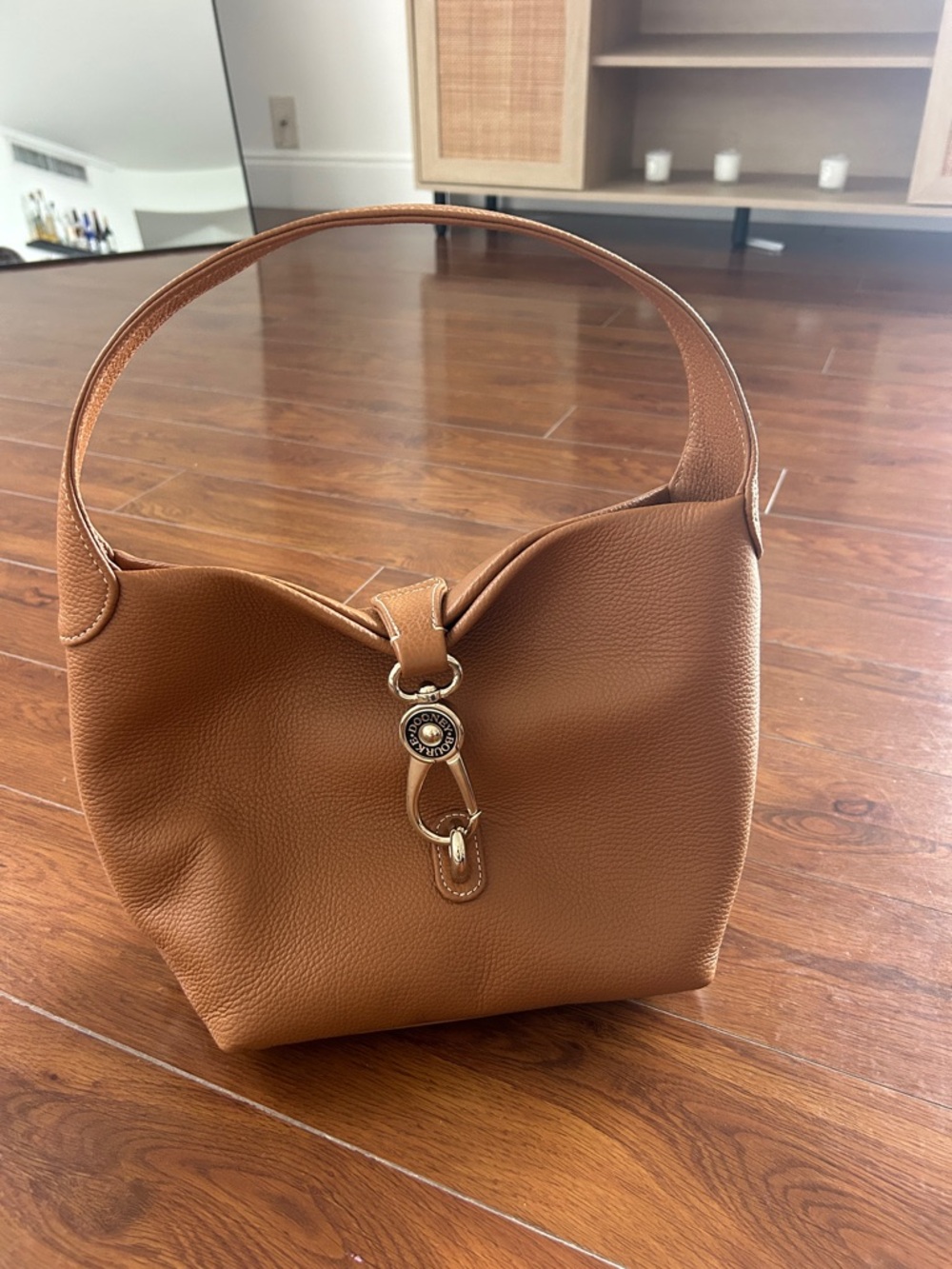 Dooney & Bourne Leather Shoulder Hobo Bag in Tan